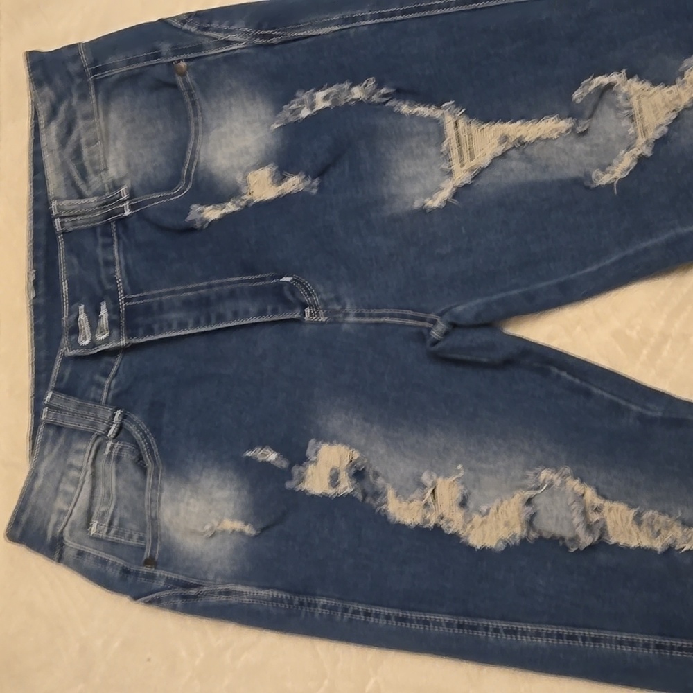 Blue Jean Stretchy Distressed Size: Large